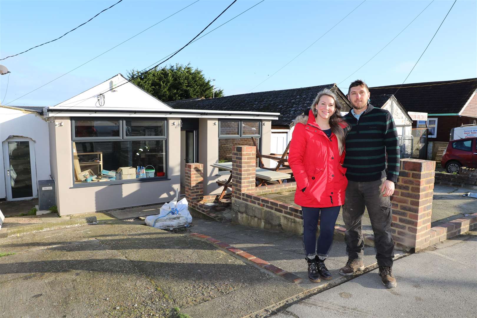Owners Debbie and Daniel Glover outside the new salon and barbers in Leysdown
