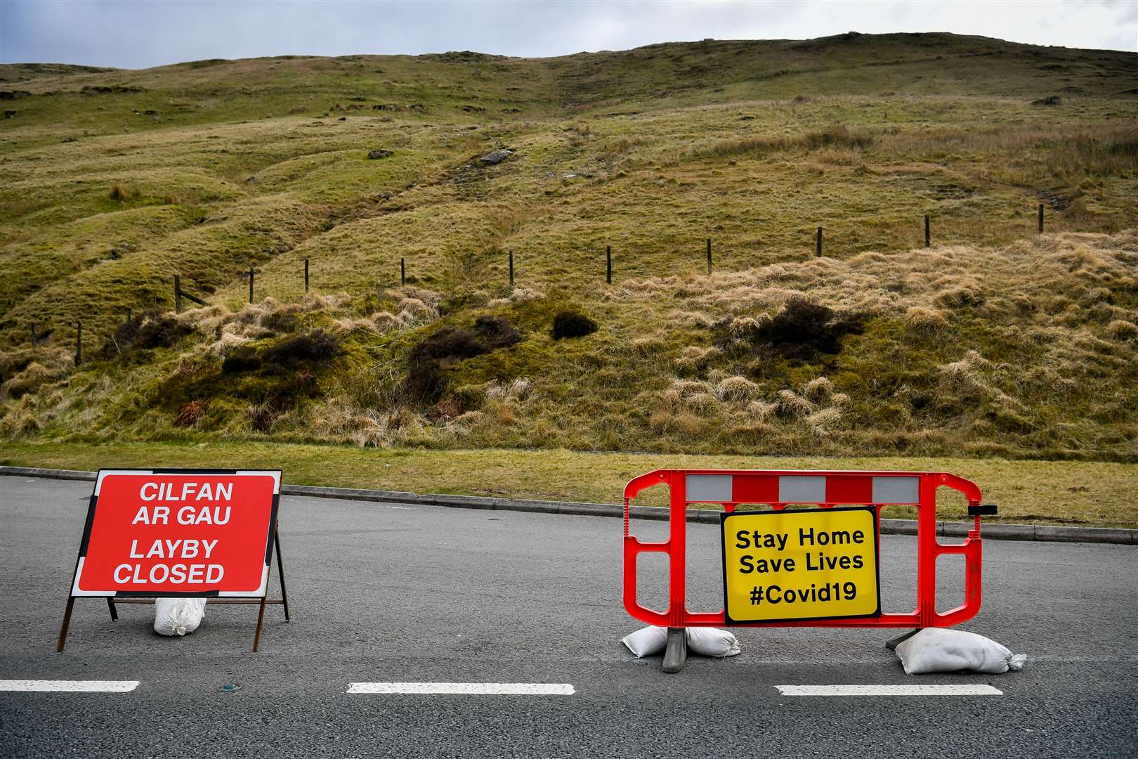 Laybys along the A470 near Pen y Fan in the Brecon Beacons were closed (Ben Birchall/PA)