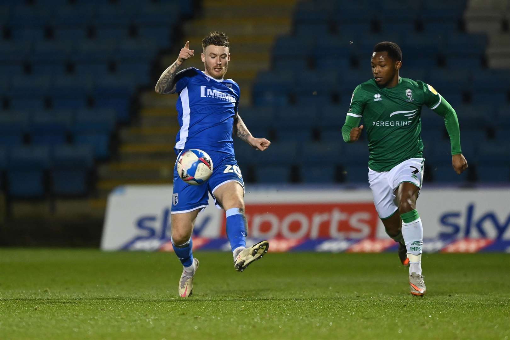 Callum Slattery in action for Gillingham against Lincoln City Picture: Keith Gillard