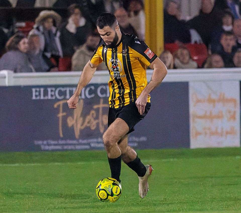 Substitute Joe Turner put in an impressive cameo appearance on his Folkestone home debut against Dover. Picture: Helen Cooper