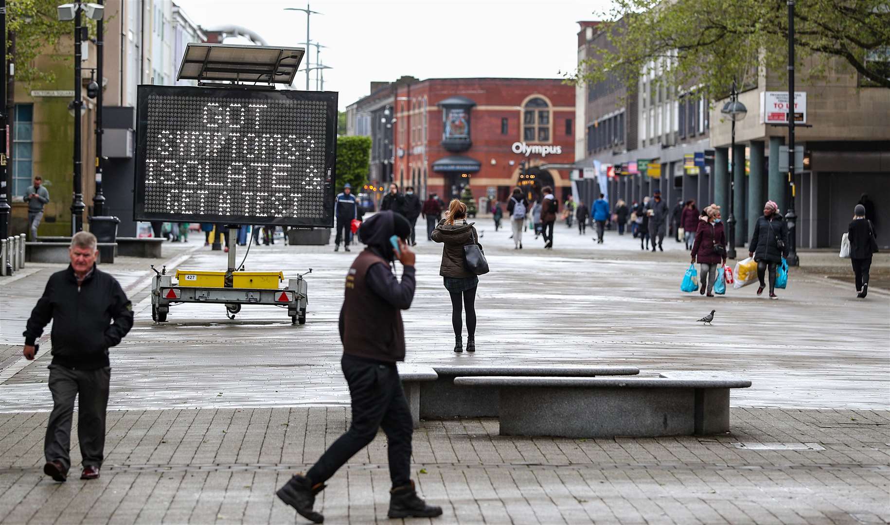 An electronic notice board in Bolton town centre (Peter Byrne/PA)