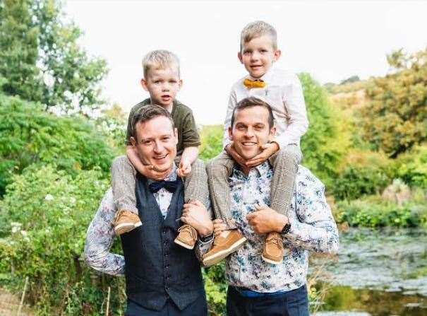 Ben and Jon Fitter-Harding with their children