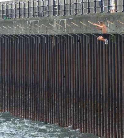 Youngsters doing this could hit rocks and other objects beneath the water