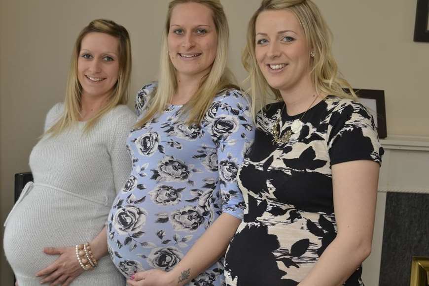 Carla Manning, Jodie Manning and Kerry Harwood are all due to have babies within weeks of each other