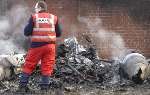 Plane wreckage at crash site