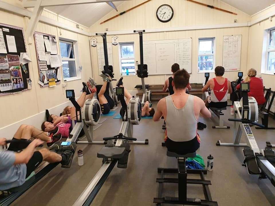 Training in the club gym at Maidstone Invicta Rowing Club