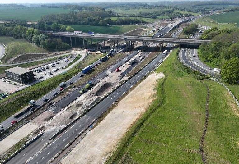 Drone images show progress of new A249 lanes for Stockbury Flyover as ...