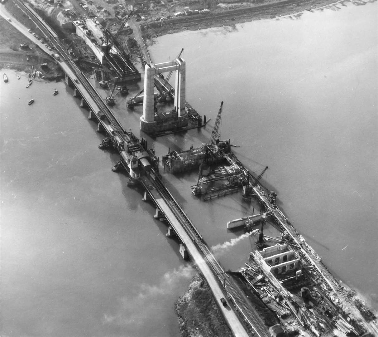 The Kingsferry Bridge project midway through its construction