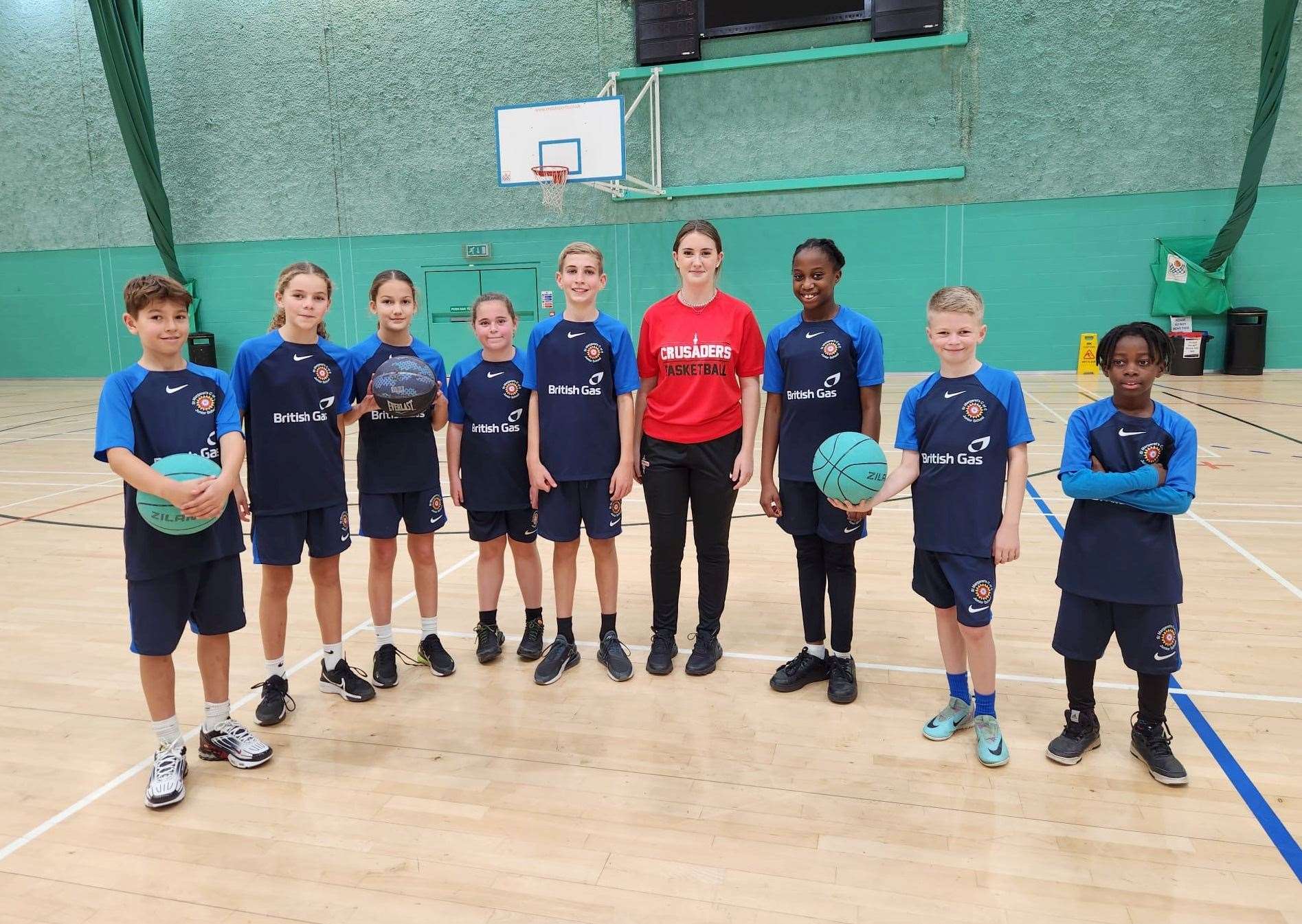 The St Margarets team with Ava Hodge of Kent Crusaders.