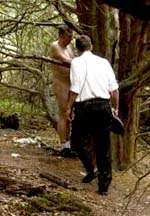 Police stumble across one of the perverts in a wood at Stockbury. Picture: JOHN WARDLEY