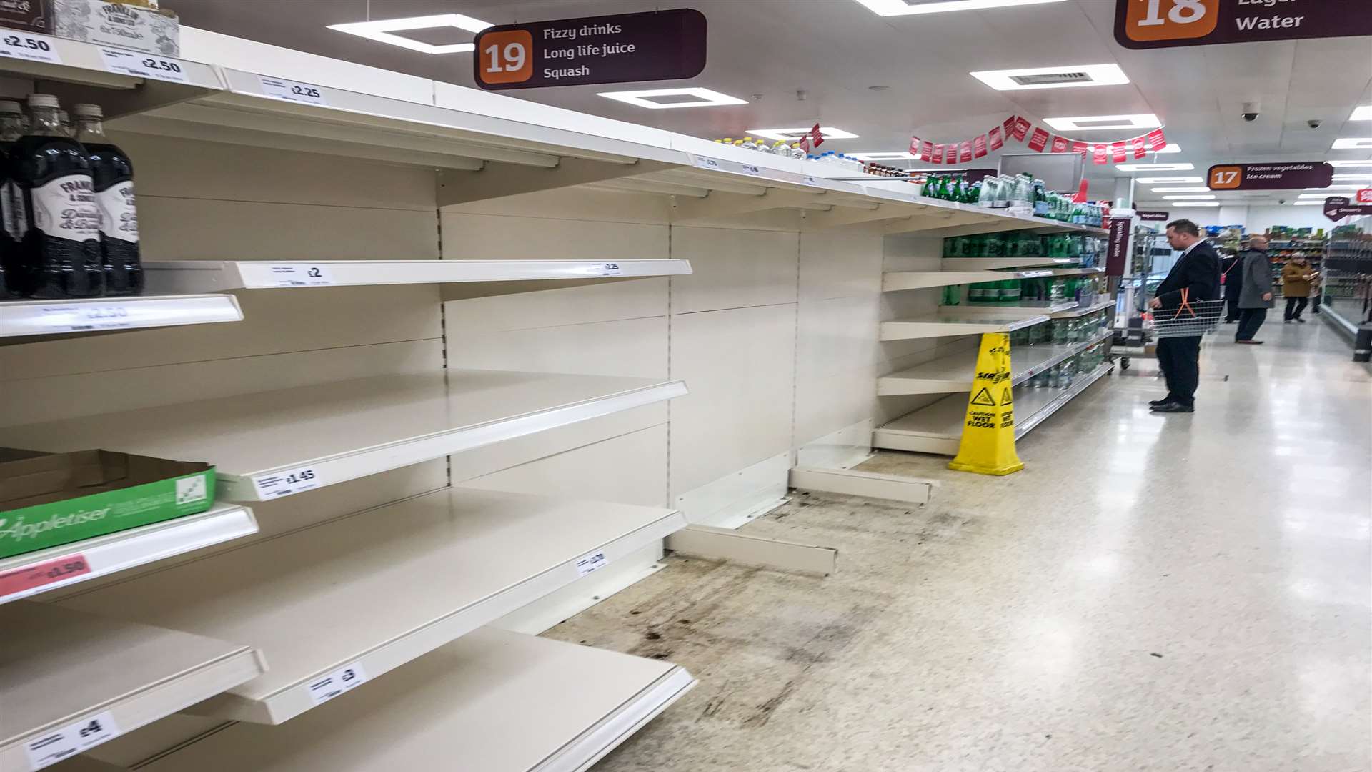 The water shortage hit the shelves at Sainsbury's in Sittingbourne