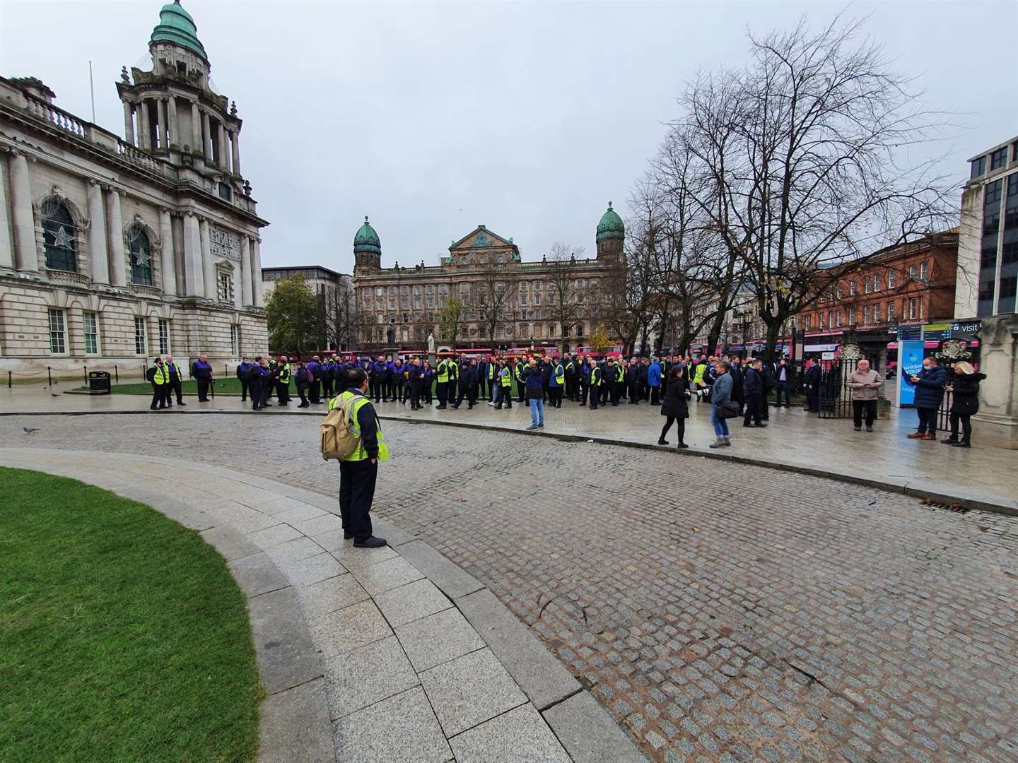 Bus drivers stage a protest at Belfast City Hall (Unite the Union/PA)