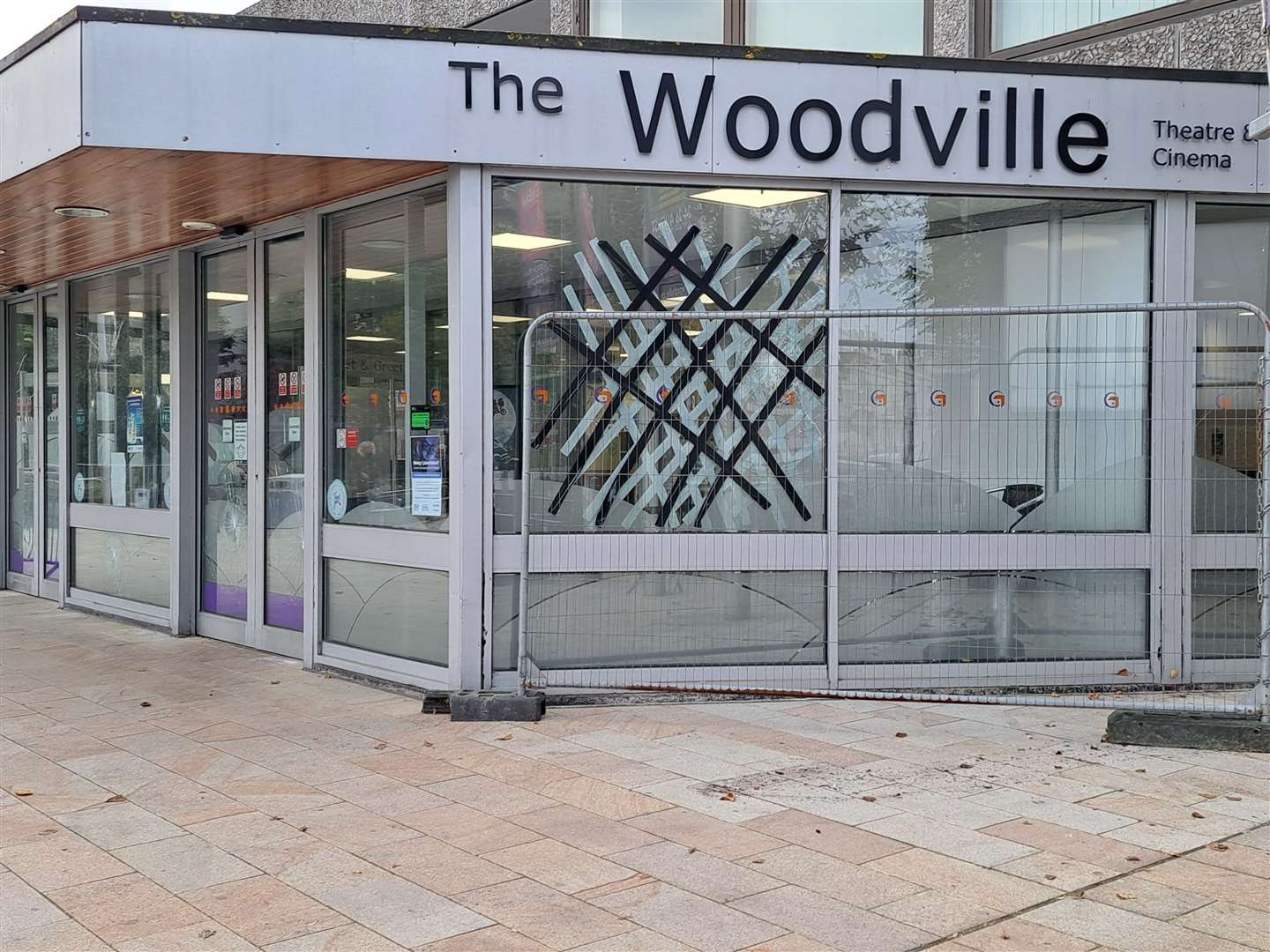 Smashed windows at The Woodville and Gravesham Civic Centre in Windmill Street, Gravesend