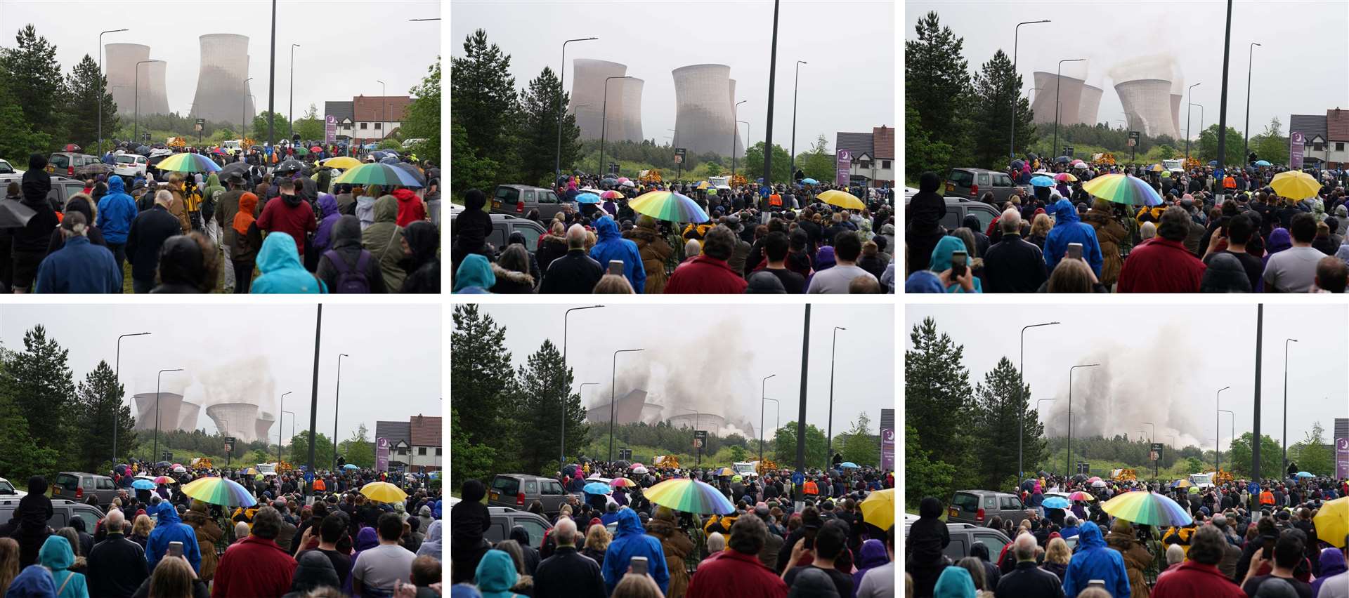 The cooling towers were demolished in a controlled explosion (Peter Byrne/PA)