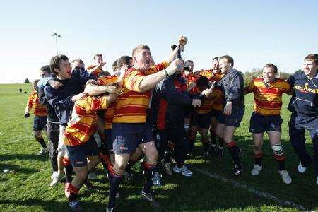 Medway celebrate their title success Picture: Peter Still