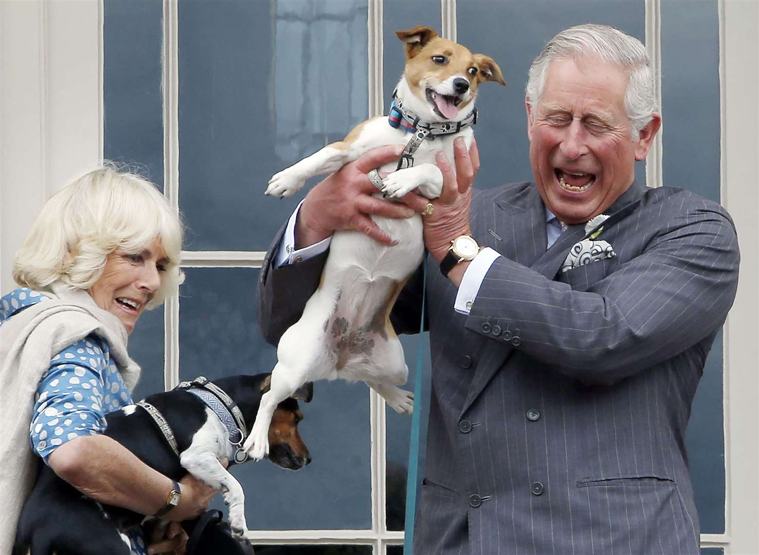 Camilla and Charles with Beth, left, and Bluebell (Danny Lawson/PA)