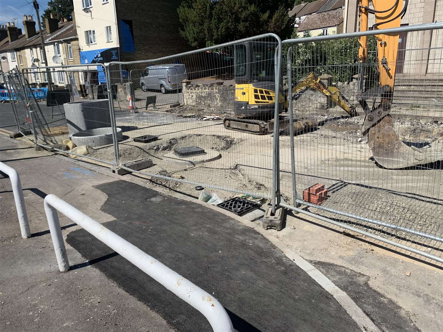 Roadworks at the closure blocking one entrance of Hayward Motor Group