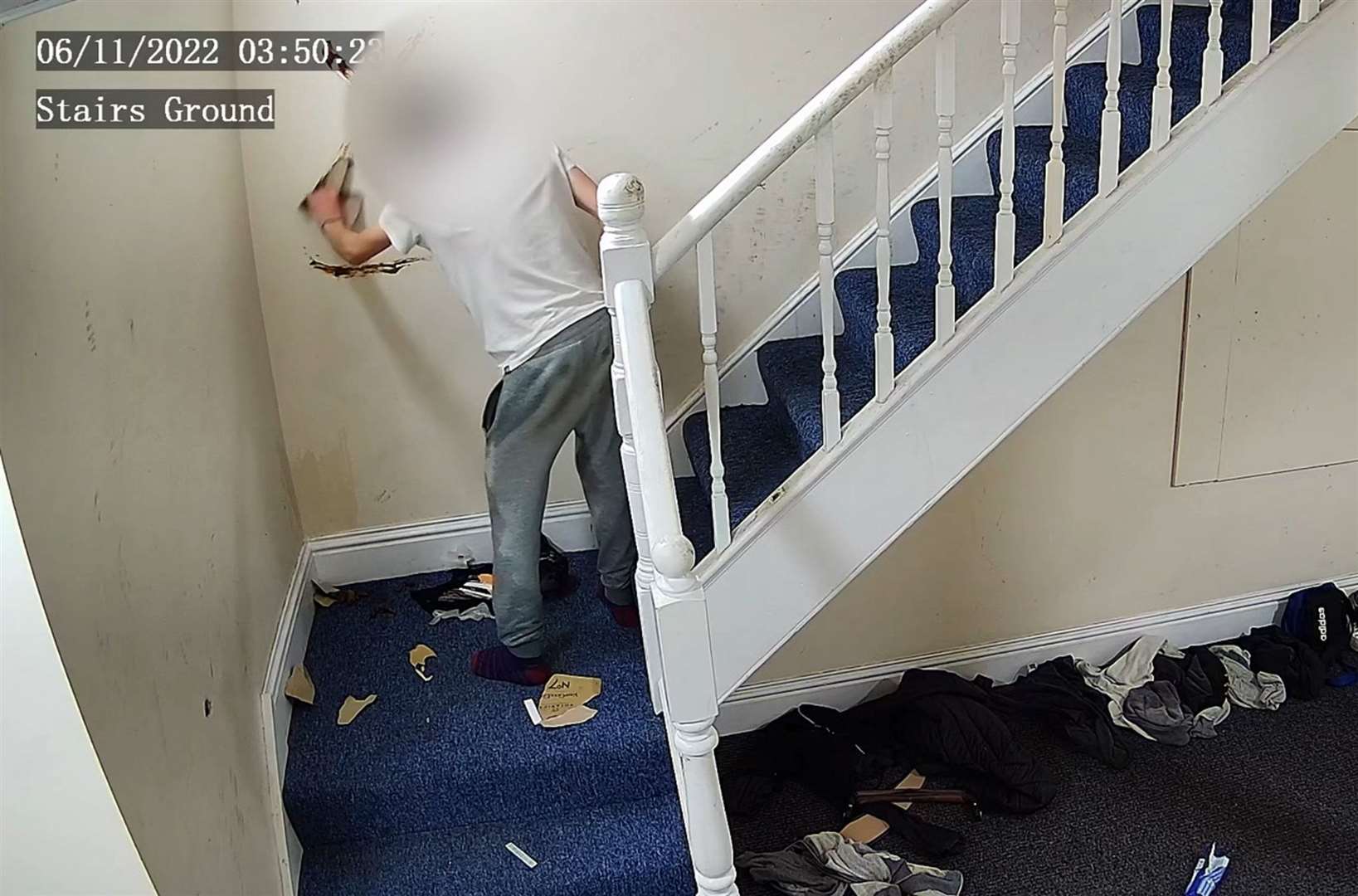 A teen smearing his own poo on the wall of the stairway at the Metropole flats in Dover