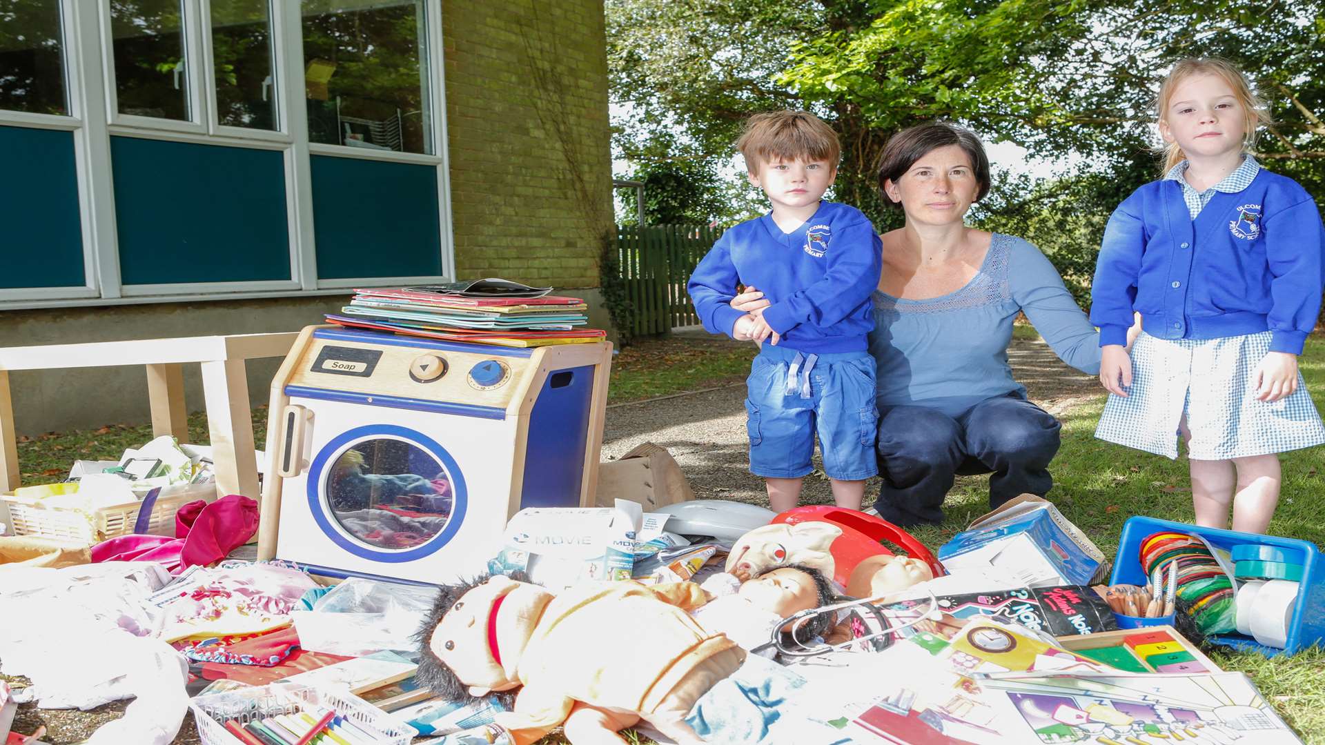 William and Esther Henley and teacher Jennie Henley, the twins' mum. Picture: Matthew Walker