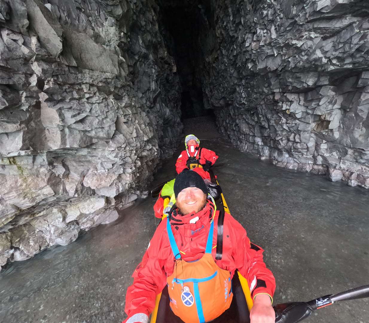 Mark Agnew and his teammates enter a cave on his journey through the Northwest Passage (West Hansen/PA)