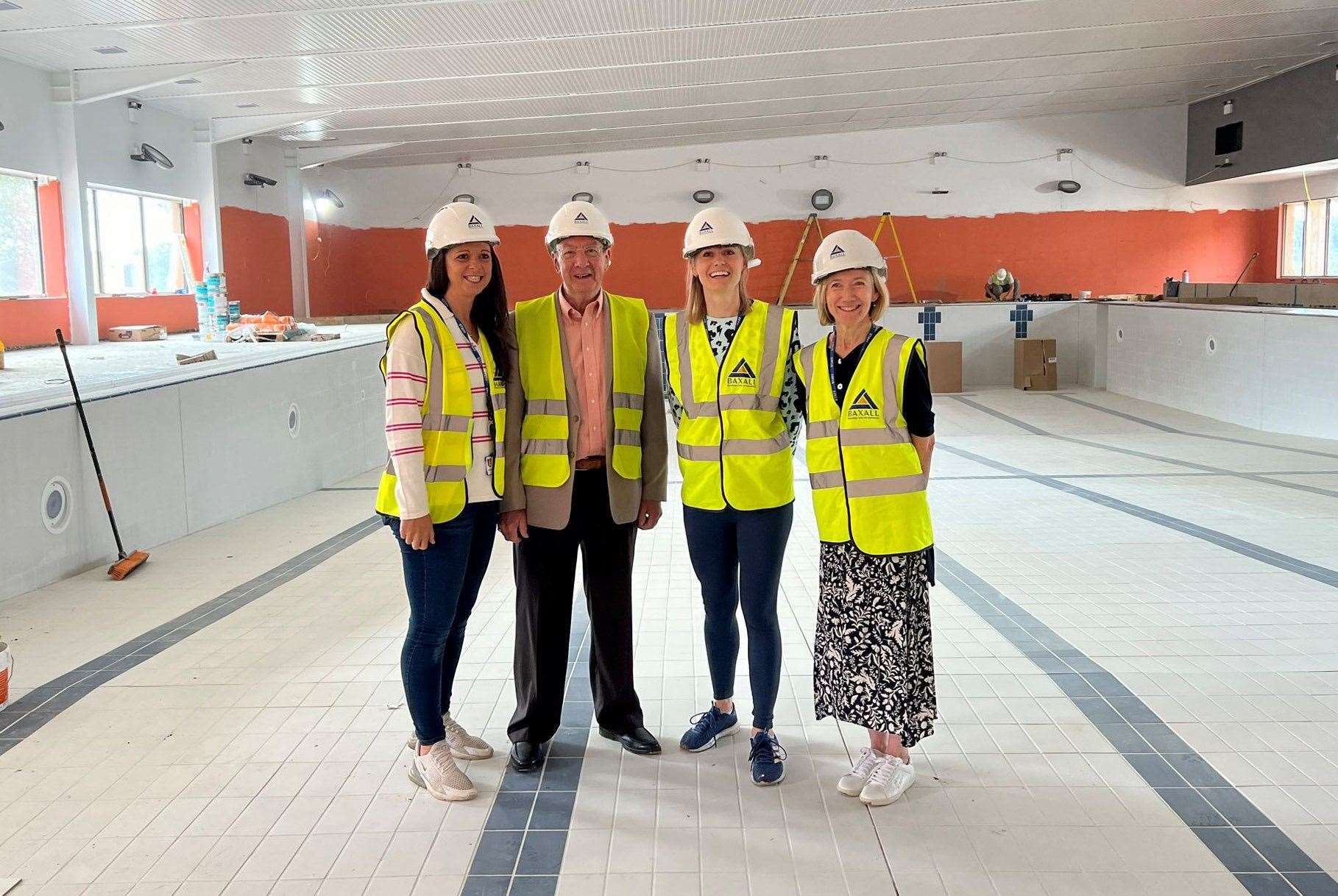 Georgina Hughes, director of sport, with John Ingram, chairman of governors; Katrina Handford headmistress, and Angela Jenkins, bursar