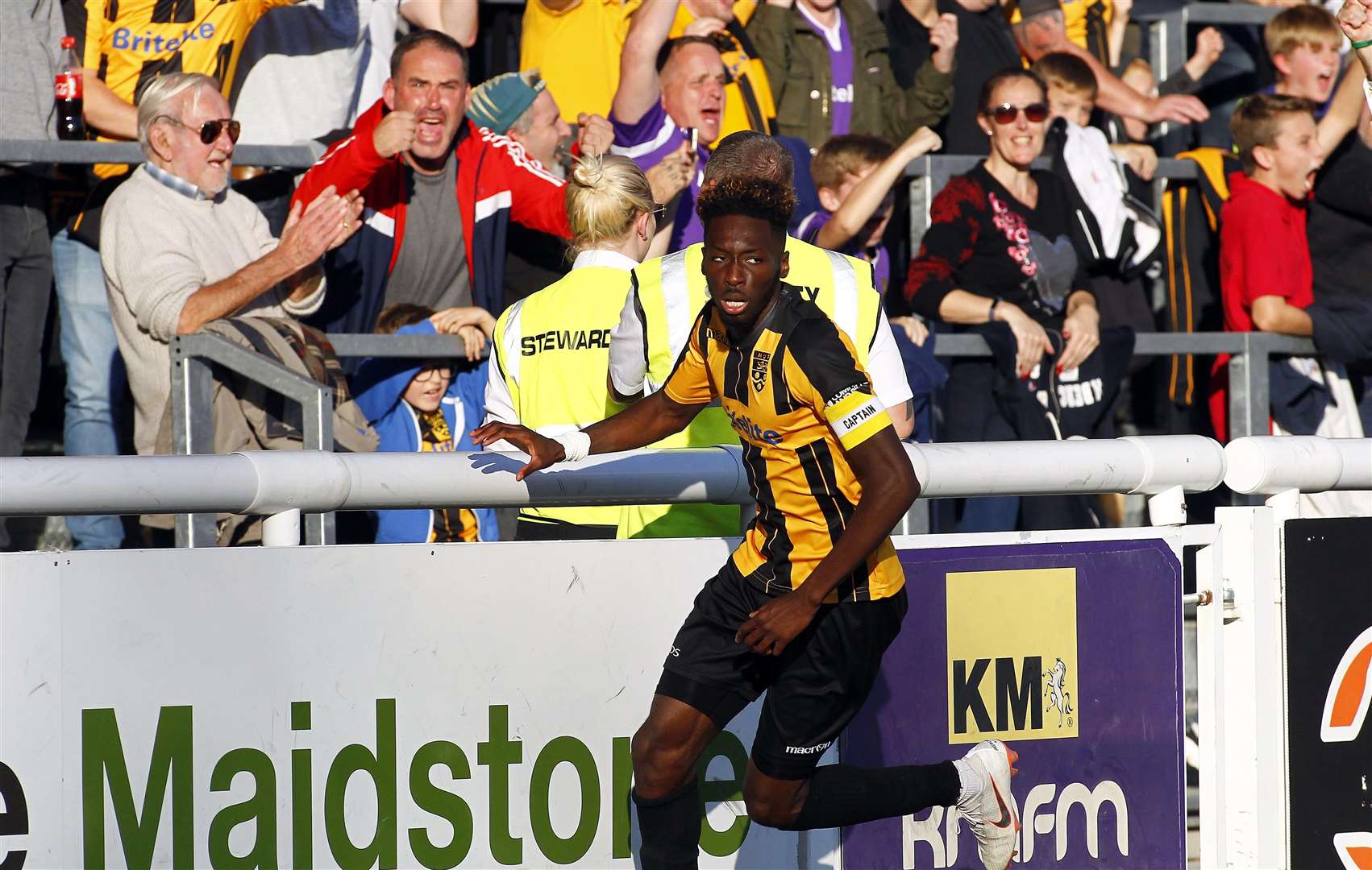 Blair Turgott celebrates his brilliant goal for Maidstone against Leyton Orient Picture: Sean Aidan