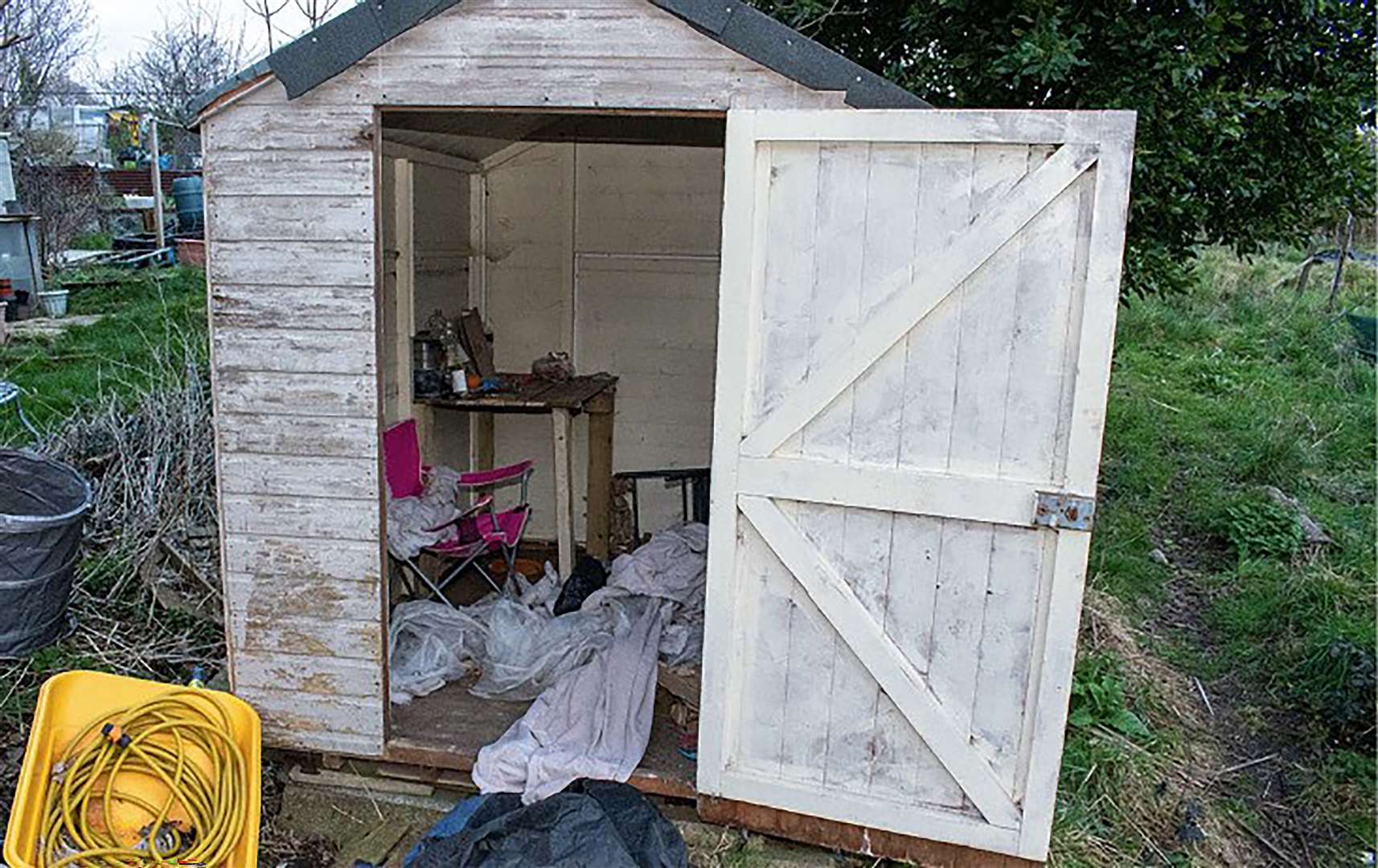 A shed in Lower Roedale Allotments, East Sussex, where a Lidl bag was found containing the body of a missing baby Victoria (Met Police/PA)