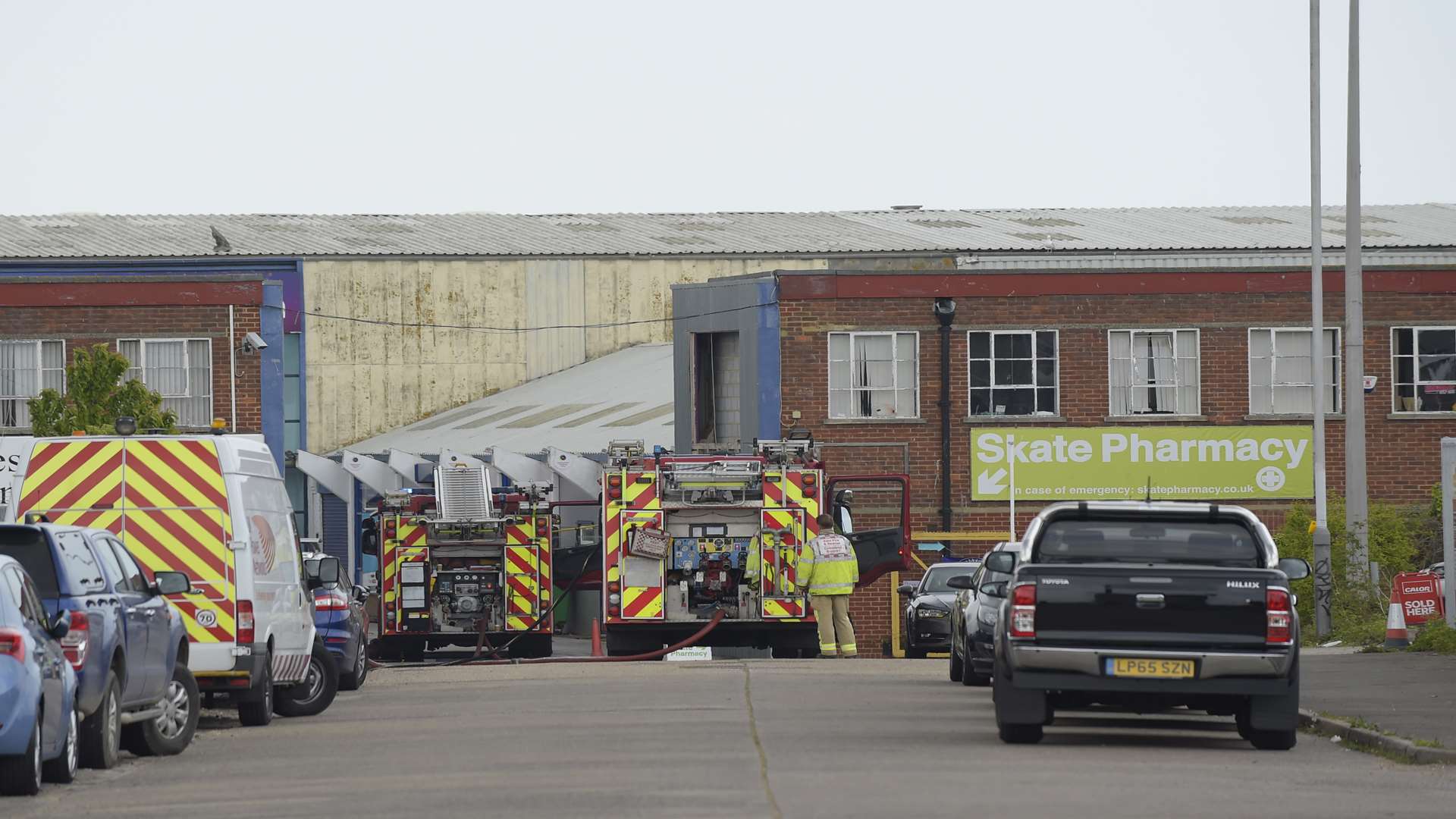 Fire crews at an electricity substation in Strasbourg Street.