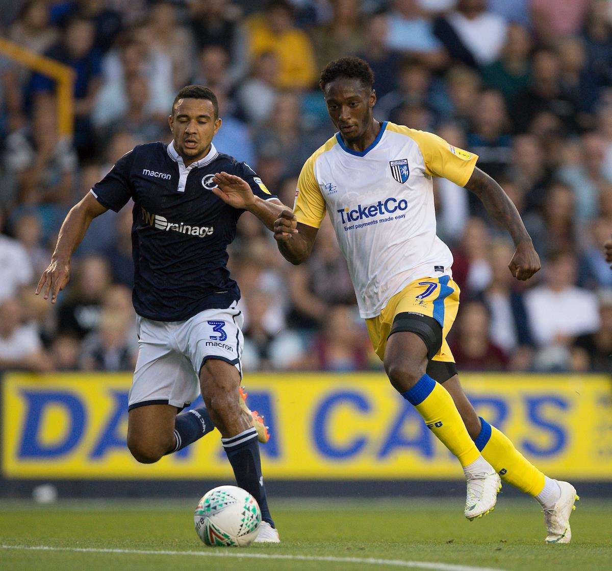 Brandon Hanlan takes on Millwall's James Meredith Picture: Ady Kerry (3603223)