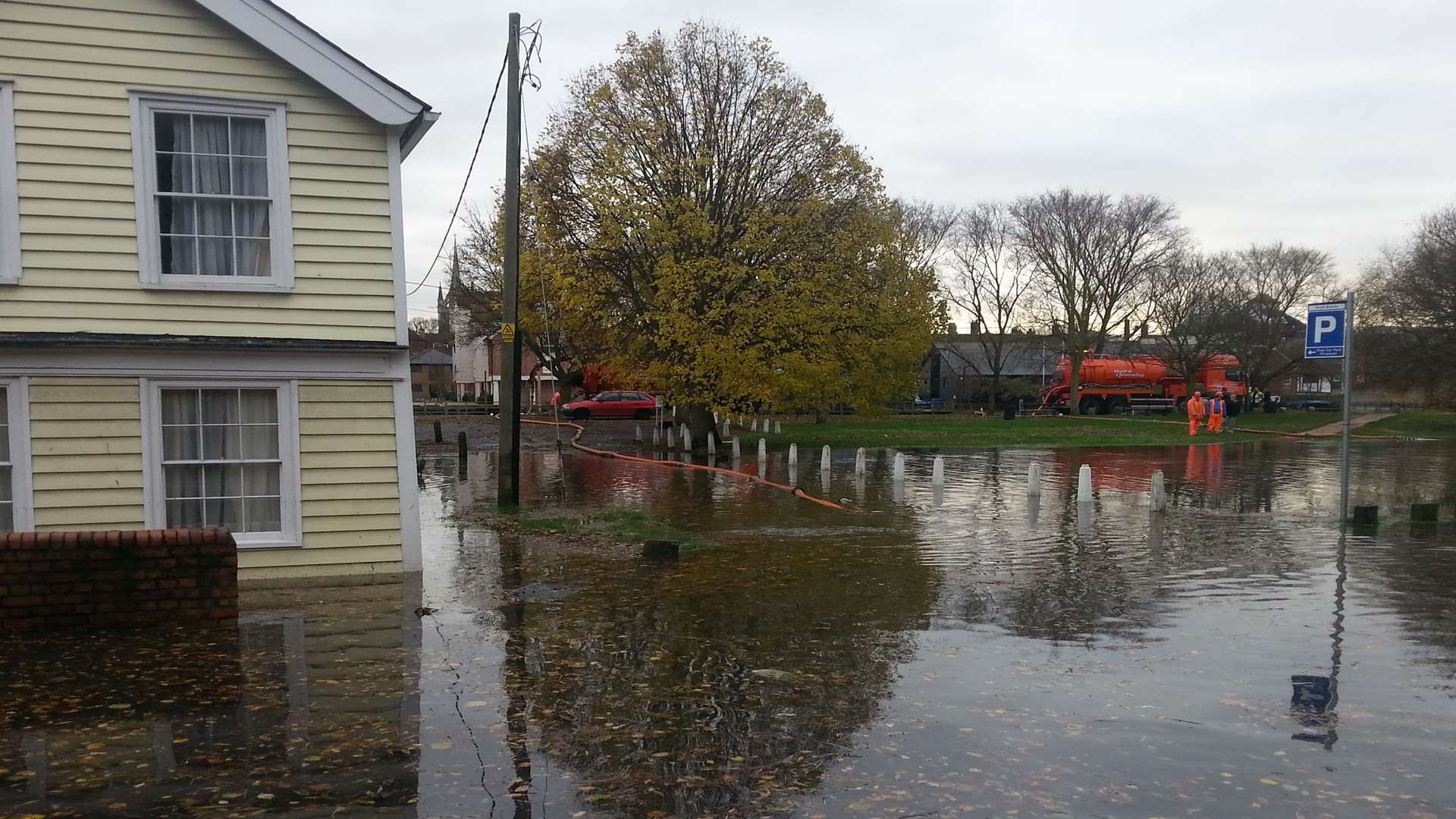 Upper Brents in Faversham is submerged in several feet of water. Picture: Bess Browning