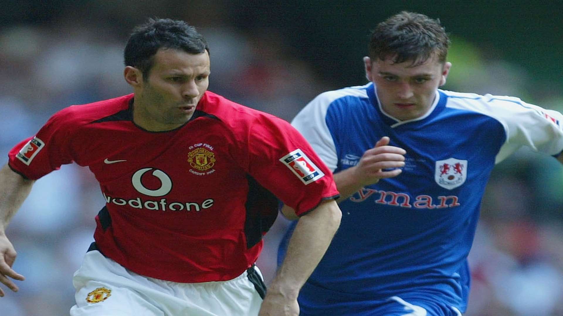 Ryan Giggs is chased by Peter Sweeney during the 2004 FA Cup Final Picture: FA
