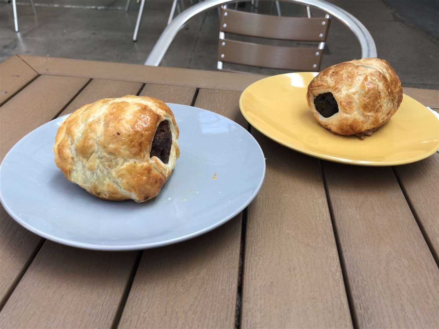 The sausage and caramelised onion roll and the sausage and black pudding roll