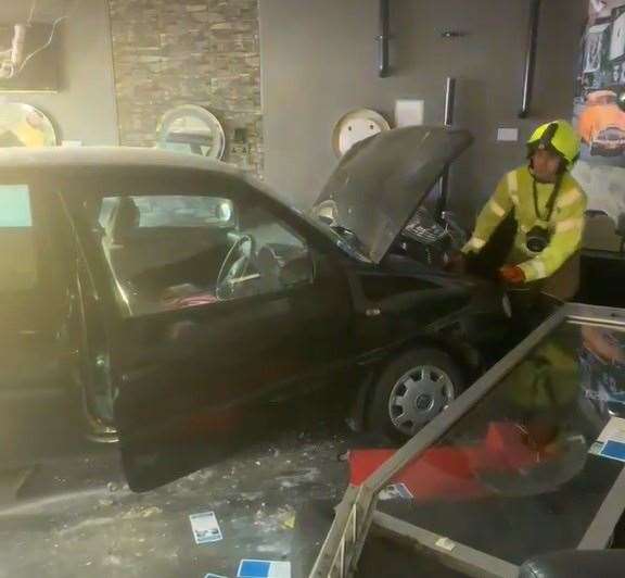 Two people sustained injuries following the crash at Partners Hair Studio in Herne Bay. Picture: Alan Shephard