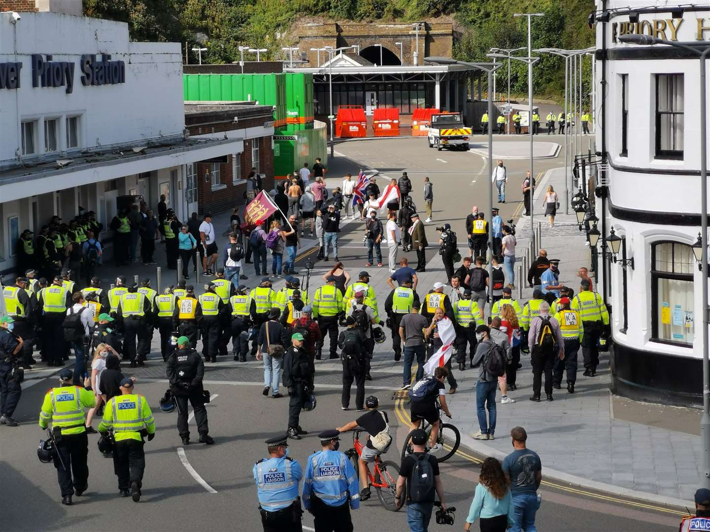 The crowds reach Priory Station. Picture: Oliver Kemp