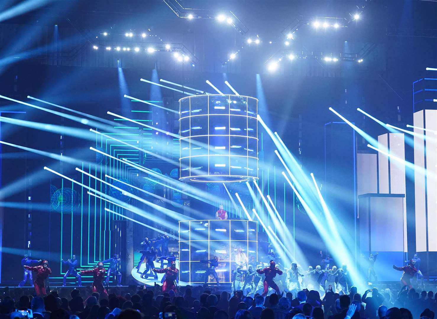 David Guetta performing during the Brit Awards 2023 at the O2 Arena on February 11 (Ian West/PA)