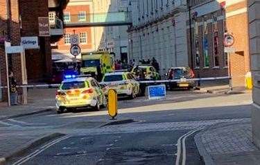 Police at the scene in Canterbury city centre following the horrific attack on June 6, 2019