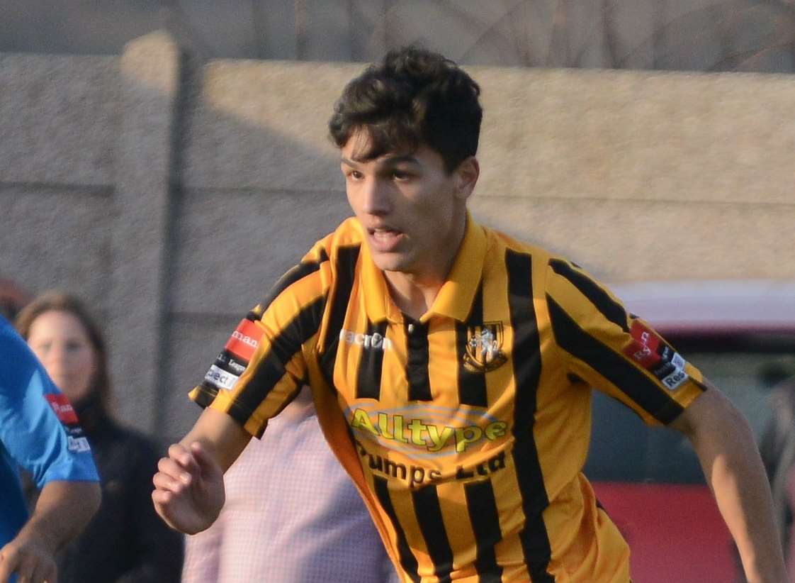 Euan Sahadow in action for Folkestone Invicta Picture: Gary Browne