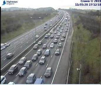 Congestion is building all the way back to the Swanley Interchange. Photo: Highways England