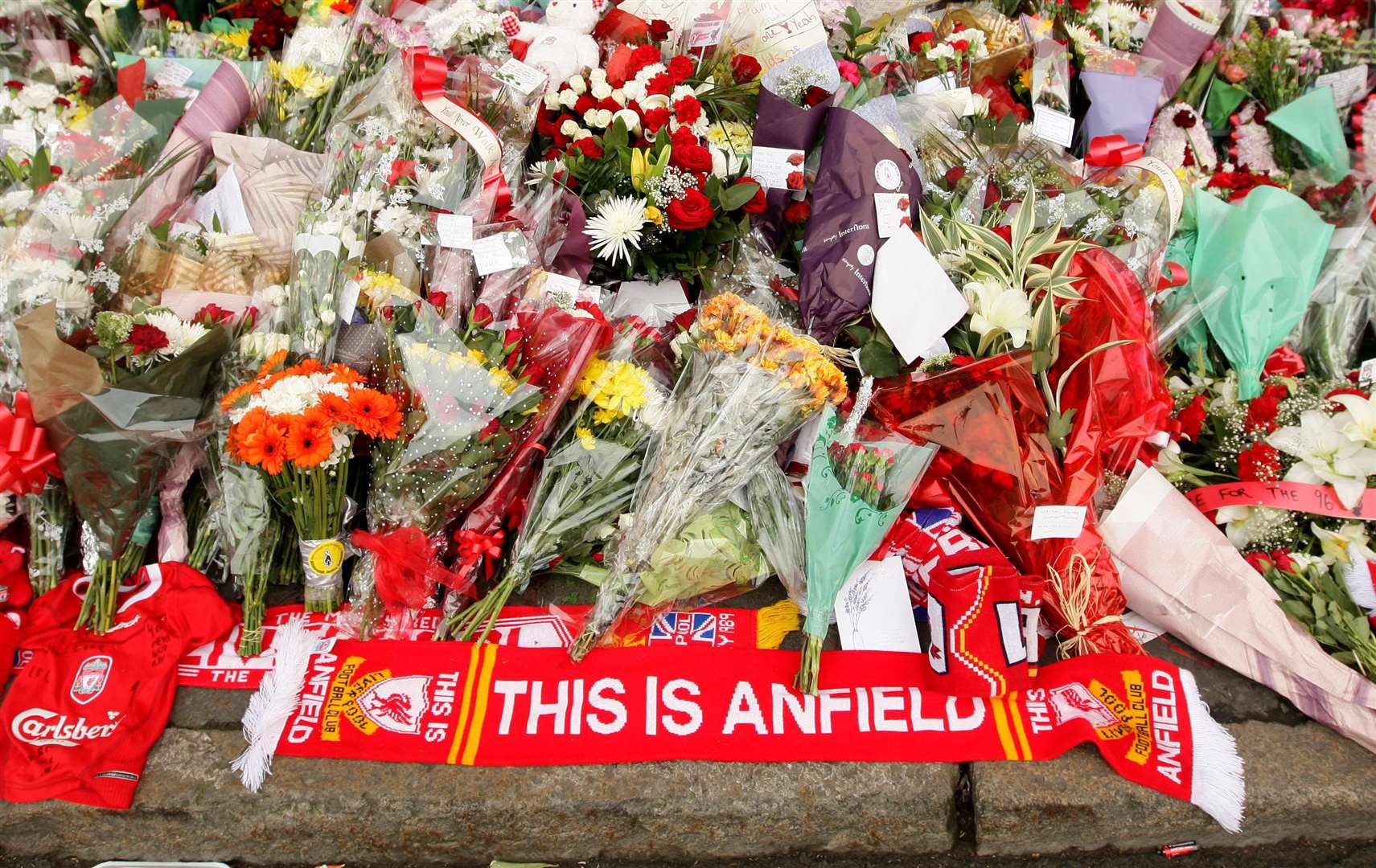 Floral tributes outside Anfield (Dave Thompson/PA)