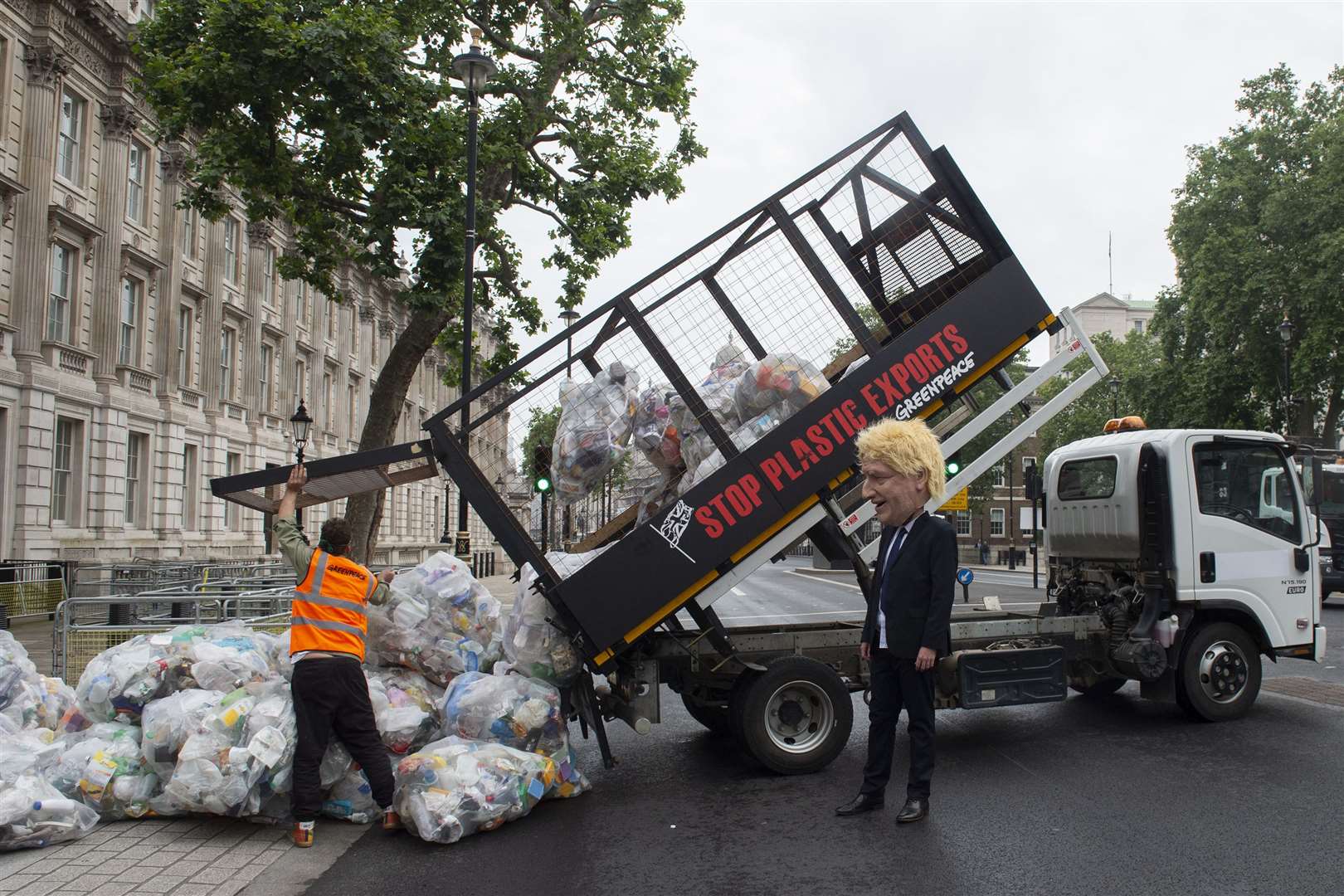 The rubbish was dumped outside the Downing Street gates (David Mirzoeff/PA)