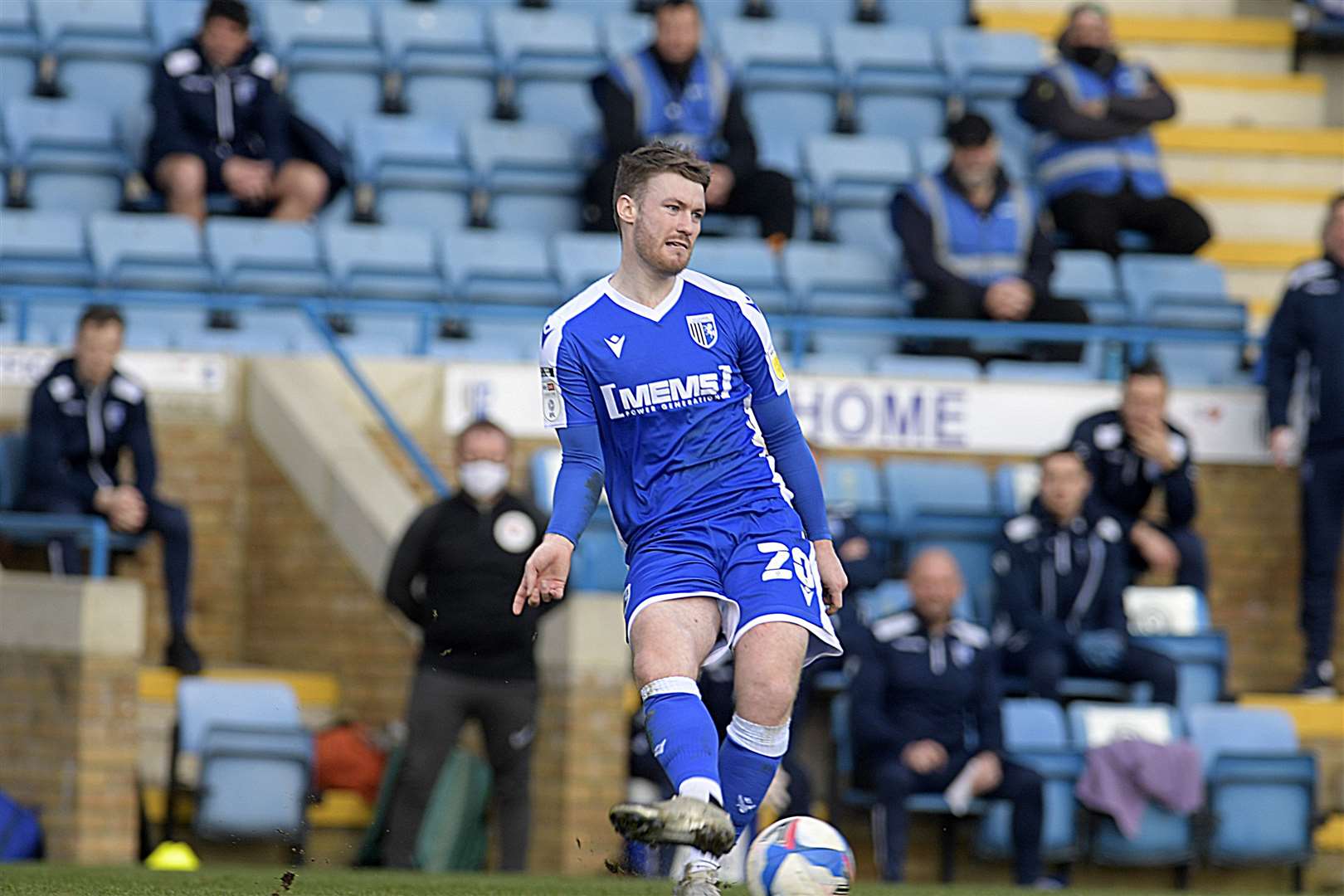 Callum Slattery in action for Gillingham against Bristol Rovers - his final game of his loan spell Picture: Barry Goodwin