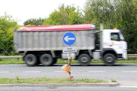 Flowers at the scene of a crash on the A228 in Snodland in which biker Dr Mark Williams was killed