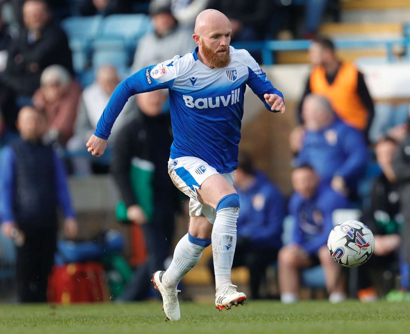 Gillingham midfielder Jonny Williams in the thick of it during Saturday’s 1-1 home League 2 draw with Tranmere. Picture: Julian_KPI