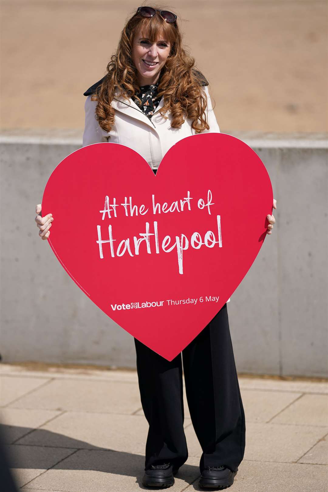 Ms Rayner on a walkabout on Seaton Carew seafront while on the election campaign trail (PA)