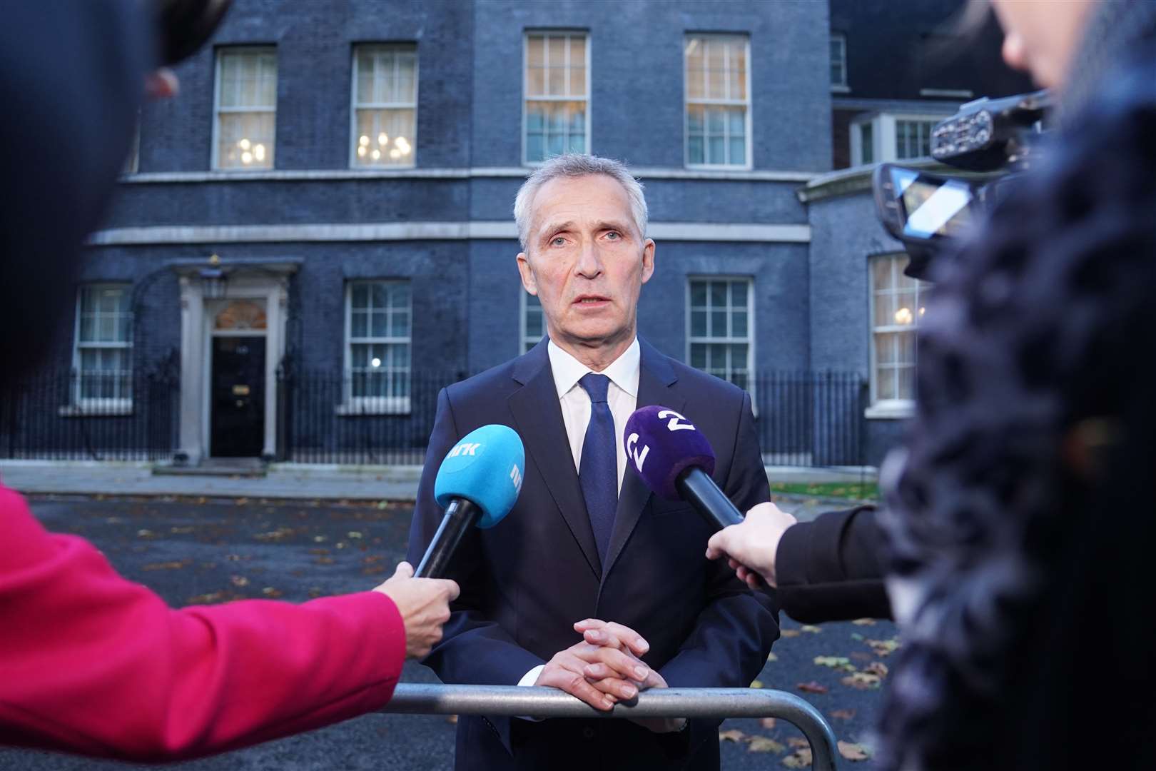 Mr Stoltenberg speaks to the media outside 10 Downing Street (James Manning/PA)