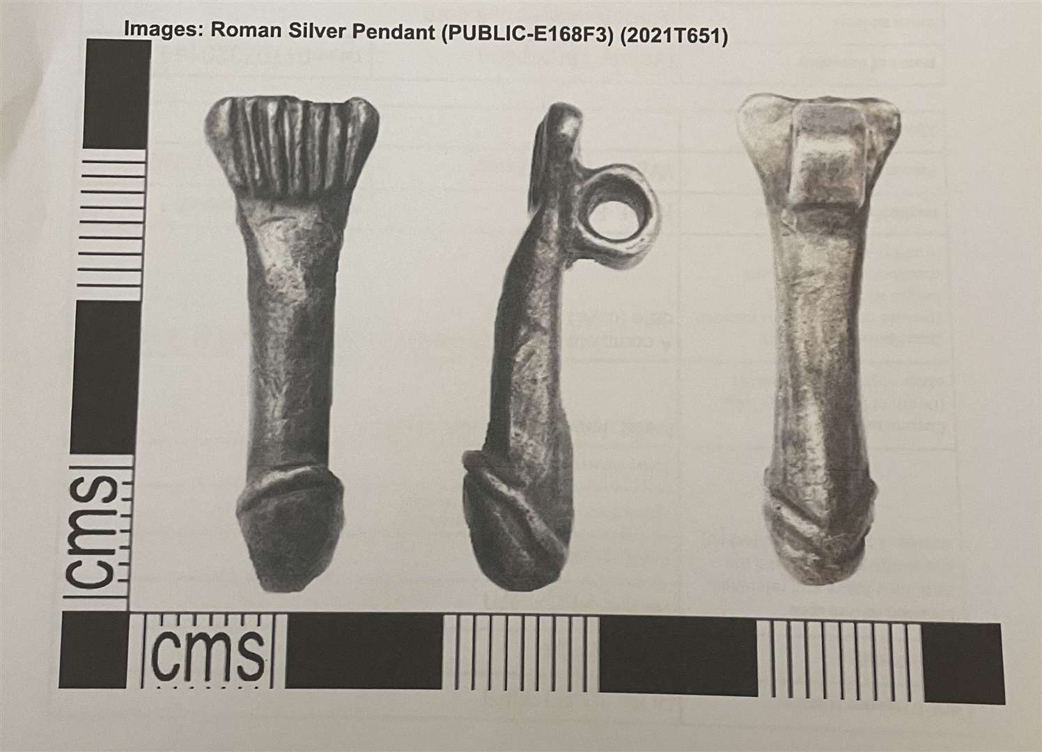 The silver phallic pendant was found in a field in Higham by Wendy Thompson