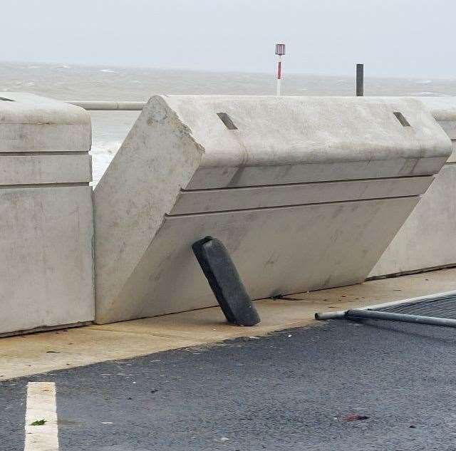 The sea wall in Broadstairs moved following the storm. Picture: George Rusiecki