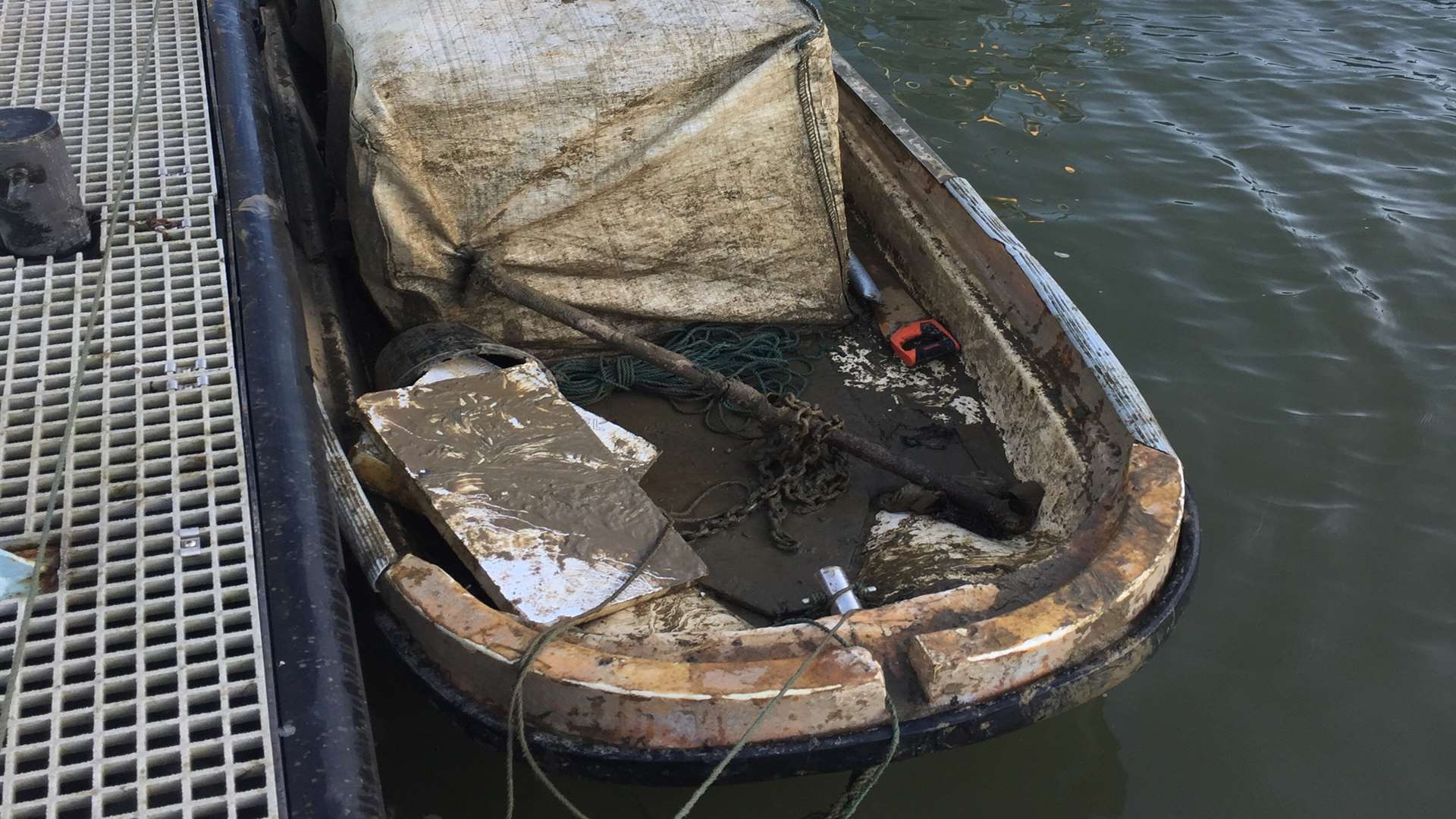 The boat was recovered and taken to Sun Pier in Chatham. Pic: Richard Rodgers