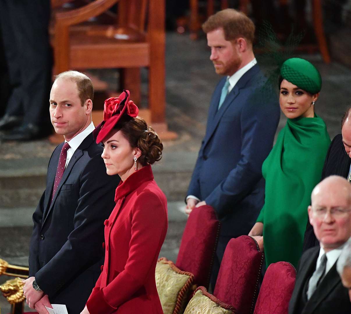 The Duke and Duchess of Sussex stand behind the Duke and Duchess of Cambridge, at the Commonwealth Service at Westminster Abbey (Phil Harris/Daily Mirror)