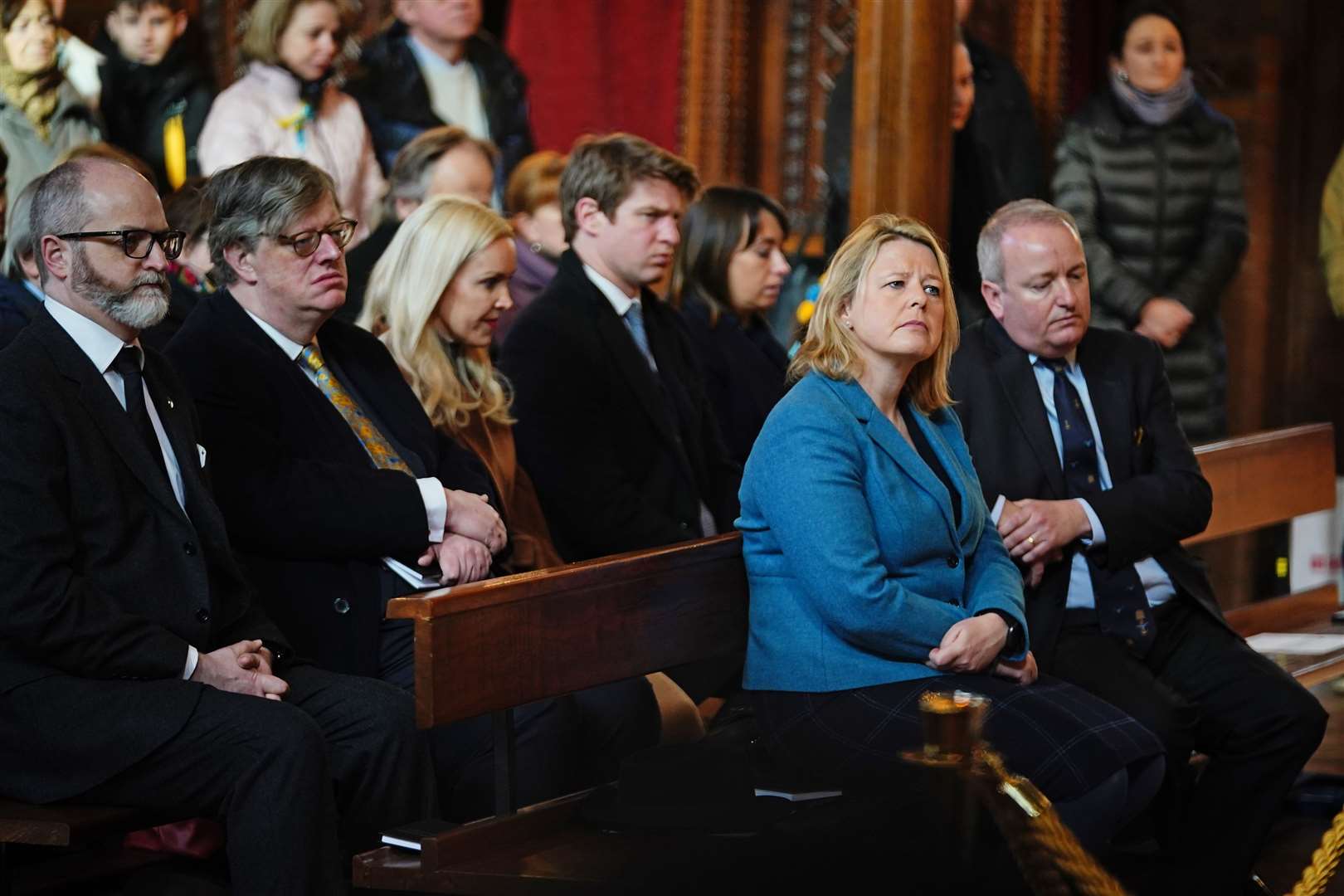 MPs Nickie Aiken (front left) and Mark Pritchard (front right) take part in the service (Aaron Chown/PA)